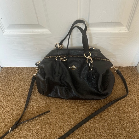 Coach Black Leather Zippered Bag - Picture 1 of 6
